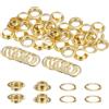 QUARKZMAN 40 Set di Occhielli con Rondelle 14mm Kit di Occhielli in Metallo di Rame per Tessuti Tende Cinture in Pelle Scarpe Borse FAI DA TE, Oro