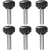 QUARKZMAN 6pz Manopole di Serraggio Zigrinatei M8 x 30mm Metrico 304 Acciaio Inossidabile Filettatura Maschio Vite a Testa Zigrinata 22mm Manopole Bulloni Filettati Testa Tonda Plastica Nero