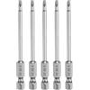 QUARKZMAN 5pz Punte per Cacciavite Chiave Esagonale 2,5mm (H2,5) Metrico 1/4 Attacco Esagonali 80mm (3,2) Punta Magnetica Lunghe Acciaio S2 Punta Trapano Piatte Grado Industriale per Viti