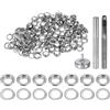 QUARKZMAN Kit di 100pz Strumento Occhielli 5mm Set Occhielli in Rame con Perforatore Fori Vuoti, Strumenti per Occhielli per Abbigliamento in Pelle Tessuto, Tono Argento