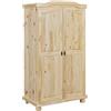 Inter Link - Armadio rustico - Armadio da camera 2 ante - 1 spazio per appendere e 5 nicchie - Armadio in pino massiccio - Vernice naturale - L :104 x P :56 x H :180 cm - Genf