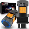 KATUR Lampadina 3157 T25 LED, Canbus 500% luminosità 3000LM Giallo Ambra con Ventola di Raffreddamento Lampadine LED P27/7W 3157A Indicatori di Direzione, 2PCS