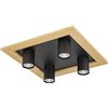 Eglo Plafoniera LED Valcasotto, plafoniera a 4 luci in legno e metallo in bianco e nero, FSC100HB, illuminazione da soffitto, incl faretti GU10, bianco caldo