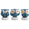 AWNR Set di 3 statuette di gufi carini in resina blu per decorazioni per la casa, statuette moderne per soggiorno, camera da letto, regali per gli amanti dei gufi