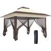 Outsunny Gazebo gazebo da giardino pop-up pieghevole acciaio poliestere zanzariere + sacca da trasporto a ruote kaki marrone