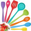 Herogo Set di 8 posate da cucina in silicone, antiaderenti, resistenti al calore, set di utensili da cucina, con spatola in silicone, cucchiaio/paletta, mestolo, colorato