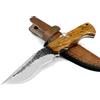 COLTELLO ARTIGIANALE DA CACCIA IN ACCIAIO BALESTRA LAMA FISSA BUSHCRAFT LEGNO