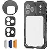 NEEWER Phone Cage Compatibile con iPhone 17 Pro Max, Accessorio Stabilizzatore Video Rig con Anello Filtro da 67mm, Backplate Lenti da 17mm, Adattatore T Mount, 4 Tappi di Controllo, PA144 (Nero)