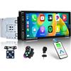 Fuluku 1 Din Autoradio Senza Fili Carplay Android Auto, 6.9 Pollici Schermo Tattile 1 Din Stereo Auto Bluetooth/USB/Type-C/Mirror Link/FM/SWC/EQ/Telecamera Posteriore/MIC