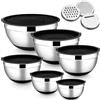 HaWare Set di 6 ciotole per insalata, in acciaio inox, con coperchio ermetico e 3 grattugie, 4,6 l/2,8 l, 2,5 l, 1,6 l, 1,2 l, 0,7 l, fondo in silicone antiscivolo e lavabile in lavastoviglie, colore