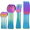 OBR KING Set posate da 16 pezzi, include coltello, cucchiaio, cucchiaini da caffè e forchette acciaio inox, servizio 4 persone (Colorate)