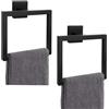 Kiakuoow 2 anelli per asciugamani nero opaco, moderno porta asciugamani quadrato, accessori per il bagno, gancio per asciugamani in acciaio inox, montaggio a parete