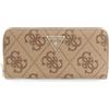 GUESS portafoglio Laurel II Large Zip Around Wallet Latte Logo/Brown marrone