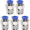 QUARKZMAN 5Pz Connettore Rapido Dritto Maschio a Filettatura 6mm Tube OD x 1/4 NPT Filettatura Maschio Raccordo Rapido Raccordi Aria Compressa per lista Aria Industriale PC6-N02, Blu