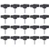 QUARKZMAN 20 pezzi pomelli a farfalla viti per orecchio M4 x 16 mm filettatura maschio standard a T in plastica, impugnature a mano, viti per orecchio, nero