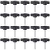 QUARKZMAN 20 Pezzi Manopole Aletta T Viti Testa Zigrinata M4 x 25mm Filettatura Maschio Standard Manopole T Plastica Maniglie Manopole Serraggio Mano Vite Testa Zigrinata, Nero