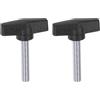 QUARKZMAN 2pz Manopole Ala T M10 x 40mm Perno Filettato Maschio Metrico, 55 Mm, Manopole Plastica Testa T, Manopola Serraggio Manuale, Impugnatura Vite Testa Zigrinata, Nero