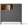 Mobile madia scarpiera struttura noce - 90X27 H90, GRIGIO GRAFITE
