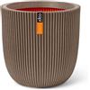 Vaso tondo elegante da interno esterno in materiale riciclato Groove Ø43 H41, TORTORA