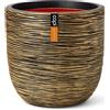 Vaso tondo da interno esterno in materiale riciclato Rib Ø35 H34, ORO