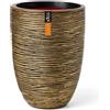 Vaso tondo da interno esterno in materiale riciclato Rib Ø34 H46, ORO