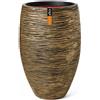 Vaso tondo da interno esterno in materiale riciclato Rib Ø40 H60, ORO