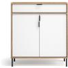 Mobile contenitore multiuso di design scarpiera artigianale 80x29 H89, ROVERE-BIANCO