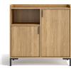 Mobile contenitore multiuso di design scarpiera artigianale 90x33 H88, ROVERE SCURO