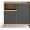 Mobile contenitore multiuso di design scarpiera artigianale 90x33 H88, NOCE GRAFITE