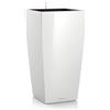 Vaso da interno esterno elegante 22x22 H41 con auto irrigazione Cubico Premium, BIANCO LUCIDO