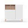Mobile madia scarpiera moderna di design Oslo - 90X27 H90 struttura effetto rovere, BIANCO