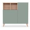 Mobile madia scarpiera moderna di design Oslo - 90X27 H90 struttura effetto rovere, VERDE