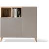 Mobile madia scarpiera moderna di design Oslo - 90X27 H90 struttura effetto rovere, SABBIA