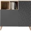 Mobile scarpiera struttura rovere con ante serigrafate - 90X27 H90, GRIGIO GRAFITE