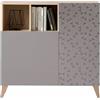 Mobile scarpiera struttura rovere con ante serigrafate - 90X27 H90, SABBIA