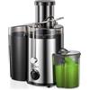 QCen Spremiagrumi, centrifuga con vano di riempimento da 3 pollici, facile da pulire, in acciaio inox, senza BPA, ideale per frutta e verdura (Argento, 500W)