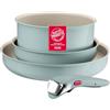 Lagostina Ingenio Pastel, Set di Padelle Antiaderenti 4 Pezzi con Manico Rimovibile, Compatibili con Induzione e Forno, Design Salvaspazio, Colore Salvia