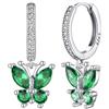 Bestyle Smeraldo Orecchini Argento 925 Donna Orecchini a Farfalla Orecchini a Cerchio Antiallergico Regalo Compleanno San Valentino