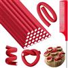 Syhood 30 Bacchette da Curling Flessibili Rulli per Capelli in Schiuma Twist Bastoncini per Capelli in Morbida Schiuma Senza Calore Rulli e 1 Pettine Coda Topo in Acciaio (Rosso, 7 x 0,3 Pollici)