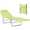 Outsunny Lettino da Giardino Pieghevole, Schienale Reclinabile, Cuscino Incluso, Lettino Prendisole, 182x56x24.5cm, Verde|Aosom