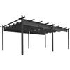 Outsunny Pergola Moderno retrattile pergola per terrazza, struttura in alluminio e telaio in poliestere, 3,5x6 m, grigio scuro | Aosom Italy