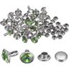 QUARKZMAN 100pz Rivetti in Cristallo da 8mm, Rivetti Strass Rapid Stud per Abbigliamento, Lavorazione Pelle, Arti Tessili, Decorazione Artigianato in Pelle Fai da Te, Verde Chiaro