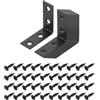 QUARKZMAN 10 Set L Angolo Staffa Angolo Rinforzo Giunto Metallico Staffe Angolo Retto Fermo con Viti per Scaffalature in Legno, Nero, 1.58x0.59x1.58