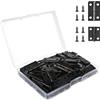 VIPMOON 70pz Mini Cernier Legno,Cerniera per Legno Cerniere Acciaio Inox Cerniere Piccole per Mobili con 300 Viti per Porte,Fai da Te,Mobili di Legno,Artigianato in Legno (Nero, 24x15 mm + 18x15 mm)