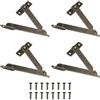 QUARKZMAN 4pz Cerniere Supporto Pieghevoli Coperchio, Cerniera Sostegno Coperchio con 16pz Viti per Mobili Scatole Legno, Bronzo(Lunghezza Piegata 3,3/83mm, Larghezza Piastra 0,4/11mm)