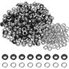 QUARKZMAN 200 Set Kit Occhielli in Metallo 5mm 3/16 Occhiello per Teloni Piccolo con Foro Rondelle per Scrapbooking Scarpe Abbigliamento Pelle Tela, Nero