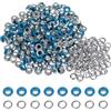 QUARKZMAN 200 Set Kit Occhielli in Metallo 5mm 3/16 Occhiello per Teloni Piccolo con Foro Rondelle per Scrapbooking Scarpe Abbigliamento Pelle Tela, Cielo Blu