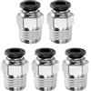 QUARKZMAN 5Pz Connettore Rapido Dritto Maschio a Filettatura 6mm Tube OD x 1/4 NPT Filettatura Maschio Raccordo Rapido Raccordi Aria Compressa per lista Aria Industriale PC6-N02, Nero