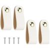 PATIKIL Maniglie per Cassetti in Pelle, 4 Pz Maniglia in Pelle per Cassetto con Foro Singolo e Viti per Bagno Cucina Comò Armadio Porta, Bianco
