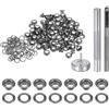 QUARKZMAN Kit di 100pz Strumento Occhielli 4mm Set Occhielli in Rame con Perforatore Fori Vuoti, Strumenti per Occhielli per Abbigliamento in Pelle Tessuto, Nero